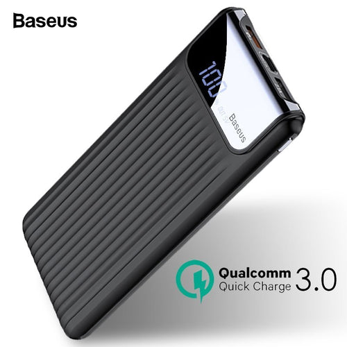 Baseus Quick Charge 3.0 10000mAh Power Bank LCD 10000 mAh QC3.0 Fast Powerbank Portable External Battery Charger For Xiaomi mi 9
