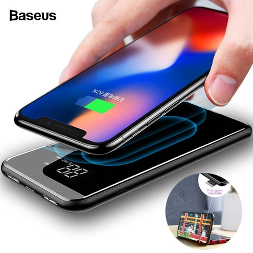 Baseus Portable Qi Wireless Charger Power Bank For iPhone Xiaomi mi 9 8000mAh External Battery Fast Wireless Charging Powerbank
