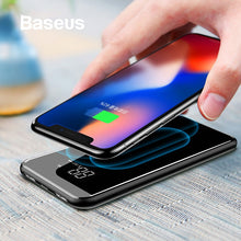Load image into Gallery viewer, Baseus 8000mAh QI Wireless Charger Power Bank For iPhone Samsung Powerbank Dual USB Charger Wireless External Battery Pack Bank