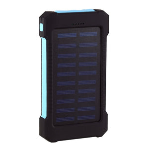 Solar Power Bank Waterproof 30000mAh Solar Charger 2 USB Ports External Charger Powerbank for Xiaomi Smartphone with LED Light