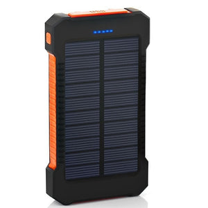 Solar Power Bank Waterproof 30000mAh Solar Charger 2 USB Ports External Charger Powerbank for Xiaomi Smartphone with LED Light