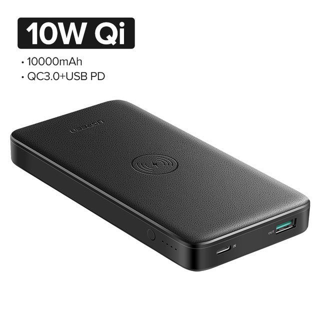 Ugreen Quick Charge3.0 Power Bank 10000mAh Portable 10W Qi Wireless Charger Power Bank for Xiaomi Fast Wireless External Battery