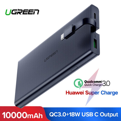 Ugreen 10000mAh Power Bank 18W Quick Charge 3.0 Powerbank External Battery Charger Pack For Xiaomi Mobile Phone Type C Poverbank